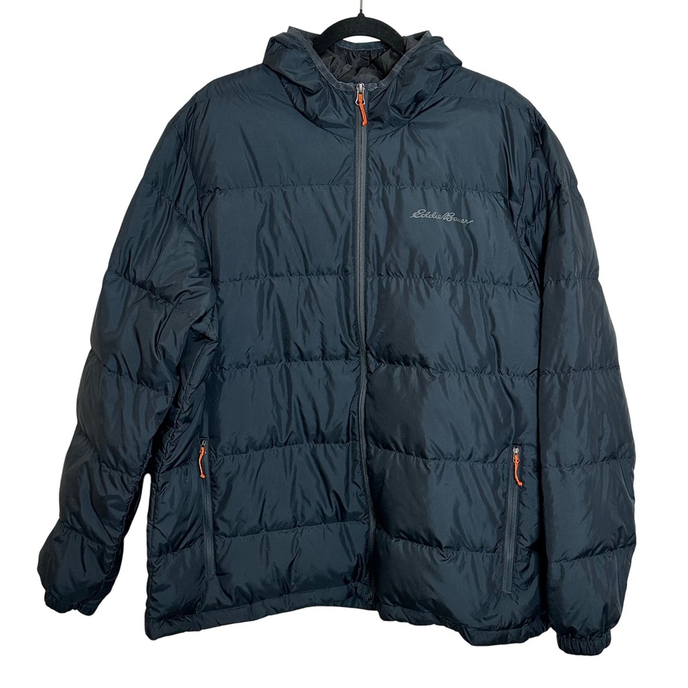 Eddie Bauer EB650 Wide Channel Hooded‎ Down Jacket Men's Size XXL Gray Winter